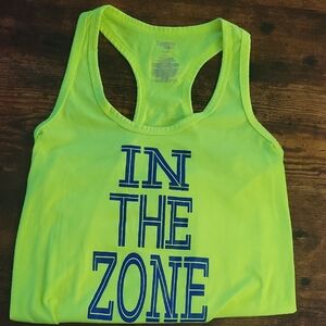 Neon Yellow Tank Top with Blue Print